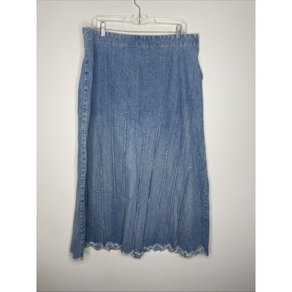 Isabella Bird Womens Denim Midi Maxi Skirt size 16 Long Jean Western Cowgirl